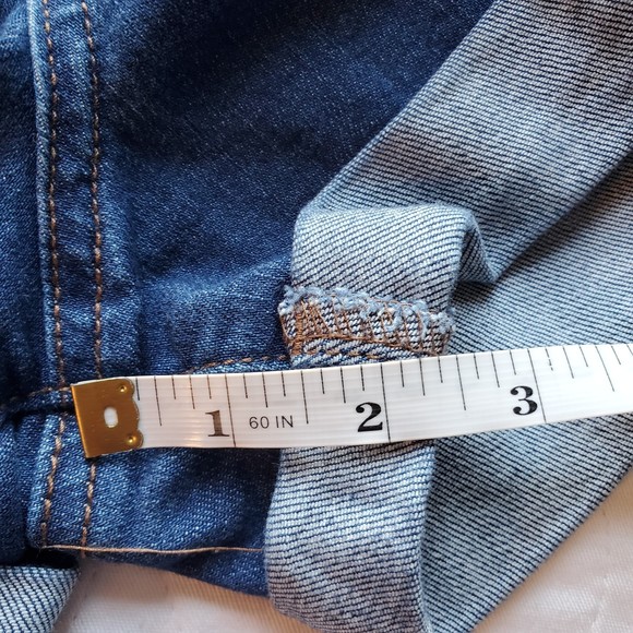 Women's High Waisted size M paperbag elastic with tie waist Denim jeans Shorts - Picture 7 of 11